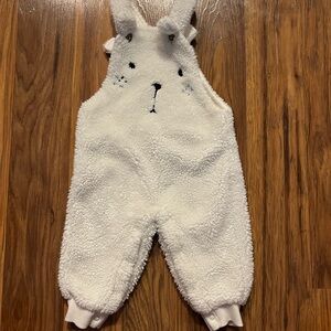 Wanderling White Plush Overalls with Animal Ears